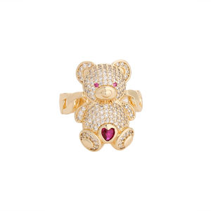 Moda oso de peluche lindo 14K chapado en oro Cubic Zirconia <span class=keywords><strong>pequeños</strong></span> pendientes para mujer Accesorios - Product Image 3