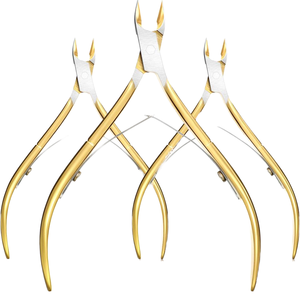 Ensemble de coupe-ongles en acier inoxydable, 3 pièces, coupe-cuticules à mâchoires larges, ciseaux de manucure et pédicure dorés - Product Image 1