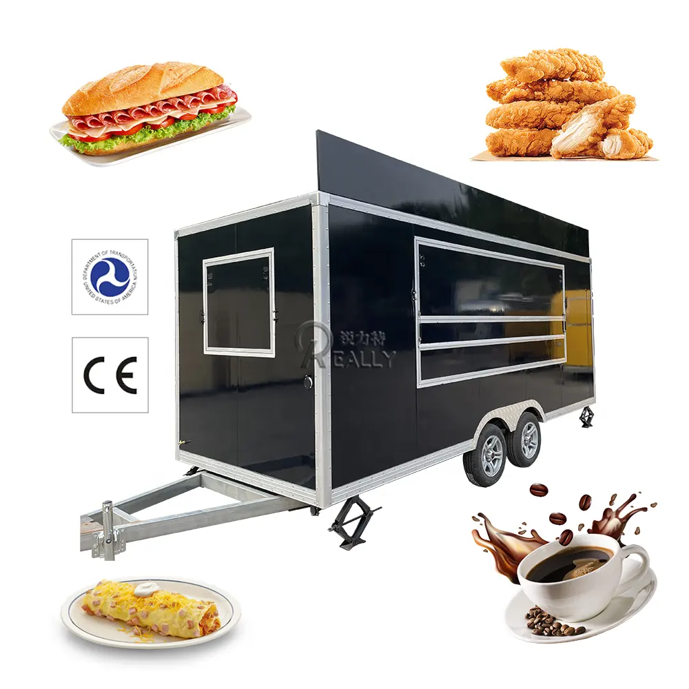 4 ruote customized Fast Food Truck con cucina CE approvato Mobile Fast Food rimorchio all'aperto ristorante attrezzature