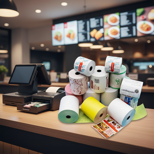 Papel Térmico para POS con Impresión Personalizada de 12 Colores, 57x40mm 80x80, Cinta para Caja Registradora, para Cajeros Automáticos, Bancos, Restaurantes, Supermercados - Product Image 1