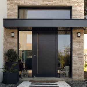 Porte d'entrée en aluminium sur mesure ZEKIN, porte extérieure moderne pour maison résidentielle, design sécurisé et ignifuge - Product Image 1