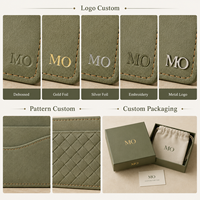 Portefeuille fin en cuir suédé vert olive avec poche avant incurvée, étui à cartes compact personnalisé vert olive, RFID en option