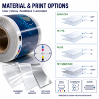 Servizio di Stampa Digitale Personalizzata su Film Plastico per Alimenti Congelati, Rotoli Laminati in PET PA PE con Logo Personalizzato, Basso MOQ
