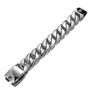 2024 Hiphop acciaio inox 18K oro italiano mens link cubano bracciale - Product Image 4