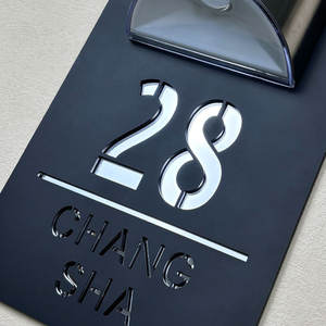 Plaque d'adresse de maison personnalisée, lumière LED solaire, plaque d'adresse résidentielle moderne, plaque d'adresse découpée <span class=keywords><strong>au</strong></span> laser 3D, plaque de porte extérieure, <span class=keywords><strong>nom</strong></span> de rue - Product Image 4