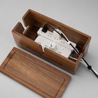 Boîte de gestion de câbles en bois d'acacia, organiseur de câbles en bois pour dissimuler les multiprises, les câbles électriques, les câbles de télévision, les câbles sous le bureau
