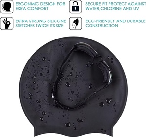 Imprimé personnalisé grand <span class=keywords><strong>bonnet</strong></span> de <span class=keywords><strong>bain</strong></span> en silicone pour femmes hommes bouclés dreadlocks-imperméable cheveux longs <span class=keywords><strong>bonnet</strong></span> de <span class=keywords><strong>bain</strong></span> pour les sports de plage en plein air - Product Image 2