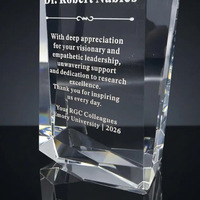 Trofeo de Cristal Transparente con Logotipo Personalizado para Eventos de Honor, Premios y Conmemoraciones
