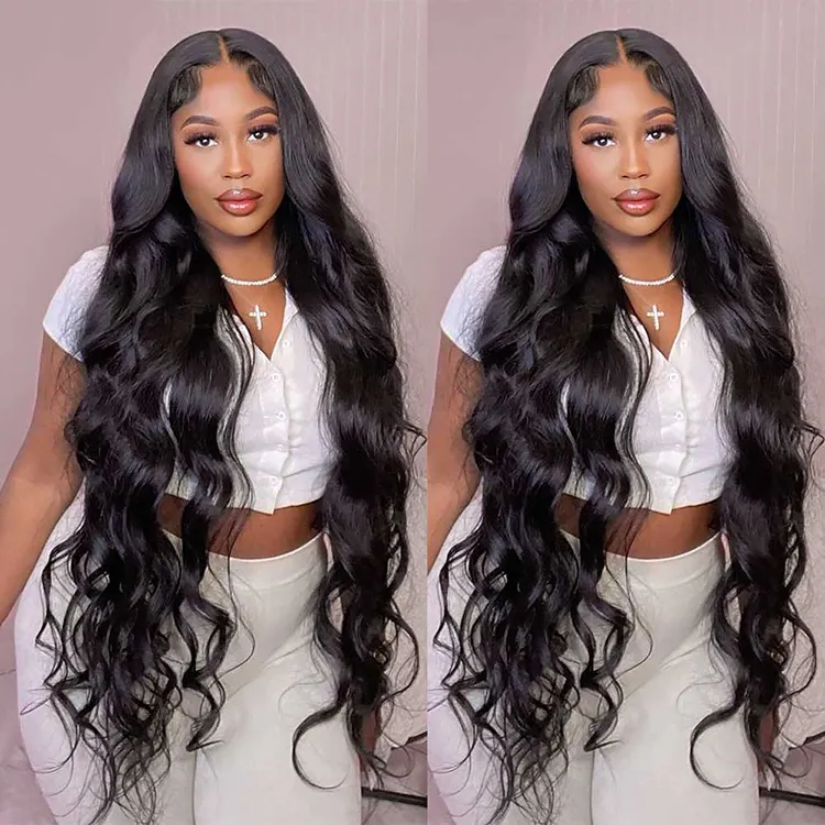 Natural Swiss 13*6 Hd Transparent Lace Frontal Wig Brazilian 100% Human Hair Vendor 28 Inch Body Wave Lace Front Wigs Human Hair