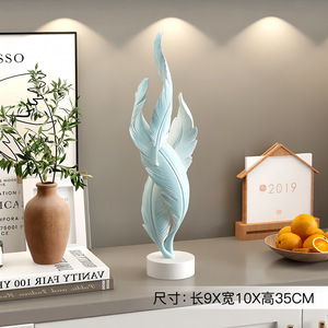 Décoration d'intérieur, artisanat en résine fait main, sculpture de plumes, décoration moderne pour le bureau, décoration bohème de luxe pour la maison, cadeau unique - Product Image 4