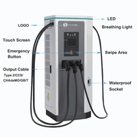 Nouvelle station de recharge EV combinée AC/DC à trois pistolets OCPP 2.0.1, 400V 60-120kW, chargeur rapide Type 2, refroidissement par air forcé en métal, usage commercial