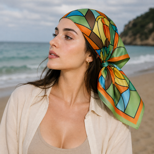 Breathable <b>Silk</b> Square <b>Scarf</b> European American Women Digital Print Adult Fashion Reversible Pattern All Seasons Daily Wear - Product Image 4