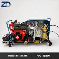 Compresseur de lubrification à piston entraîné par moteur diesel, portable, 300L, 300bar, 4500psi, plongée sous-marine, lutte contre l'incendie, paintball