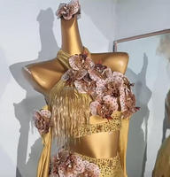 Robe de scène à franges et sequins pour adultes, idéale pour les concours de danse latine, les spectacles de danse florale et les tenues de danse de salon.