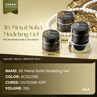 JTING Gel Polish Model 3D Metal Terbaru 3 Warna Tanpa Lapisan Lengket Gel Model Kuku Bebas TPO/Hema Custom OEM ODM Gel UV