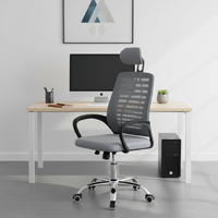 Chaise de bureau ergonomique professionnelle à dossier haut, pivotante à 360°, avec appui-tête réglable, en maille moderne, vente en gros d'usine, nouveau modèle, prix abordable