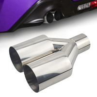 Tuyau d'échappement de voiture 63-89 mm à double sortie en Y en acier inoxydable, tuyau d'échappement de modification automobile à double sortie