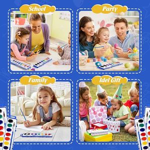 Lot de peintures aquarelles en vrac, 8 couleurs de peintures aquarelles avec pinceau, ensemble de peintures aquarelles lavables pour enfants pour les fêtes - Product Image 5