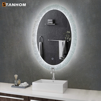 STANHOM Salon De Beauté Fleur De Glace Design Mural Lumineux Led Salle De Bain Miroir