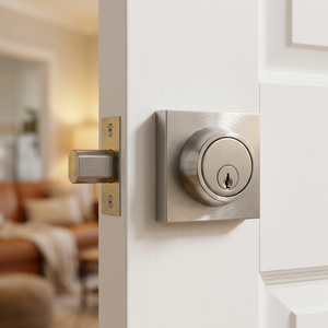 Cerradura de Seguridad Moderna de Cilindro Cuadrado de Aleación de Zinc con Llave, Acabado Níquel Satinado, Fácil Instalación, Herrajes para Puertas - Product Image 4