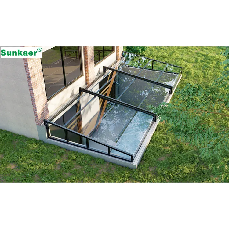 Schiebe-retraktable Unterkunft Aluminiumhalterung Außendächel Terrasse Polycarbonat-Dachen Lowes-Glas Poolüberdachung