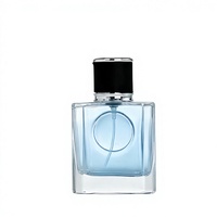 Flacon de parfum rectangulaire transparent le plus vendu, 50 ml, avec pompe pulvérisatrice, base épaisse carrée - LOGO personnalisable disponible