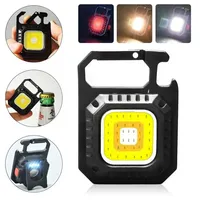 Senter LED Mini Magnetik COB untuk Berkemah di Luar Ruangan, Lampu Saku 800 Lumens, Dapat Diisi Ulang dengan USB, 7 Mode, Pembuka Botol, Lampu Kerja