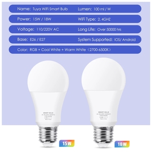 E27 Wifi điều khiển thông minh <span class=keywords><strong>LED</strong></span> ánh sáng 15 Wát 18 Wát RGB Bóng đèn thông minh thay đổi độ sáng nhà thông minh bóng đèn cho Alexa Google trợ lý - Product Image 2