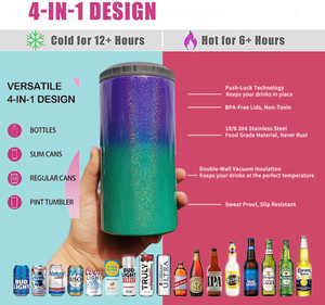 Refroidisseur de canettes et de vin isotherme en acier inoxydable de qualité alimentaire, style américain, pour camping, avec logo personnalisé par sublimation, 12oz/16oz - Product Image 5