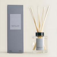 Grande bouteille d'arôme en verre transparente de luxe personnalisée 50ml 100ml 150ml 200ml bouteille ronde de diffuseur d'huile essentielle de roseau avec boîtes