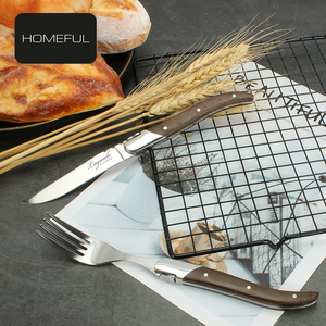 Ensemble <span class=keywords><strong>de</strong></span> <span class=keywords><strong>couverts</strong></span> <span class=keywords><strong>de</strong></span> haute qualité en acier inoxydable <span class=keywords><strong>Laguiole</strong></span>, couteau et fourchette à steak avec manche en bois <span class=keywords><strong>de</strong></span> wengé pour la maison et les restaurants - Product Image 3