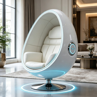 Fauteuil lounge futuriste en fibre de verre en forme d'œuf avec éclairage d'ambiance LED et revêtement blanc pour l'intérieur de la maison moderne