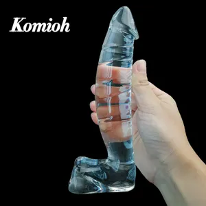 Komiohホットセール7.9インチ長さ20cm gスポット長さ厚さ突き刺しアナルプラグ型大きなガラスディルドクリスタル