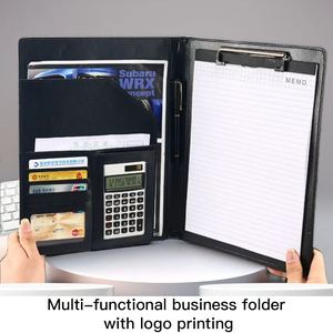 A4 personalizable Business Manager Clip Portafolio Durable PU Funda de cuero Carpeta de documentos con portapapeles y calculadora - Product Image 4