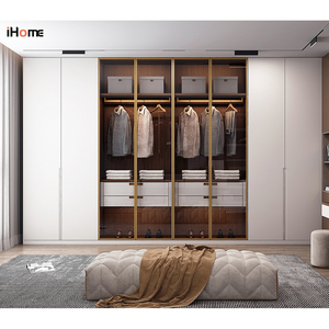 <span class=keywords><strong>Ihome</strong></span> เฟอร์นิเจอร์ห้องนอนหรูหราเรียบง่ายปรับแต่งตามแบบเดินในตู้เสื้อผ้าไม้ - Product Image 3