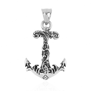 Collar Vikingo de Acero Inoxidable para Hombre con Ancla y Baño de Oro, Colgante Religioso Cristiano Personalizable para Fiestas - Product Image 1