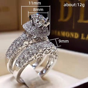 Set di Anelli a Doppio Strato con Micro Pavé di Zirconi per Donne, Gioielli di Moda per Matrimoni e Feste - Product Image 5