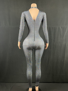 Novance женские комбинезоны 2022, Женский сексуальный прозрачный облегающий клубный комбинезон со стразами, вечерний комбинезон - Product Image 4