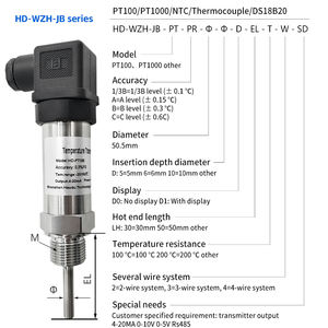 LED <span class=keywords><strong>Pt100</strong></span> مقاوم مزدوج لدرجة الحرارة RS485 لأدوات درجة حرارة الماء الساخن thermooodm - Product Image 2