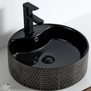 <span class=keywords><strong>Lavabo</strong></span> de baño de cerámica dorado de lujo moderno, <span class=keywords><strong>lavabo</strong></span> <span class=keywords><strong>circular</strong></span> redondo de un solo orificio para el hogar, apartamento o Hotel - Product Image 3