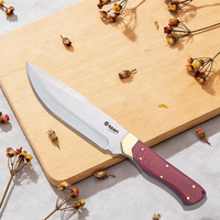 Couteau de chasse à lame fixe en acier à haute teneur en carbone, couteau de survie plein pied pour le camping et le bushcraft, avec manche, vente en gros d'usine