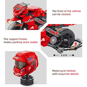Ensemble de blocs de construction de moto 2 en 1, 400 pièces, moto sportive avec support d'affichage pour casque, jouet de construction pour enfants garçons - Product Image 3