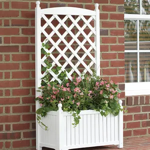 Trắng Deco PVC hình chữ nhật planter hộp Vinyl vườn Kit lớn lên planter hộp