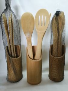 مجموعة أدوات المطبخ المصنوعة من خشب البامبو بتصميم ياباني مع مجرفة بسعر جيد - Product Image 2