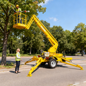 Recolector de cerezas remolcable de 24m, remolque detrás del remolque, plataforma de trabajo elevadora de araña Boom Cherry Picker a la venta - Product Image 4