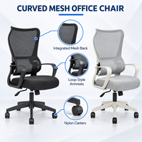 Chaise de bureau ergonomique moderne à dossier haut en maille, réglable en hauteur, pivotante, pour poste de travail, usage commercial et scolaire