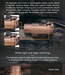 Перезаряжаемый тактический лазер и 2000lm светодиодный фонарик с зеленым синим красным лучом ударопрочный и водонепроницаемый магнитный луч комбо - Product Image 4