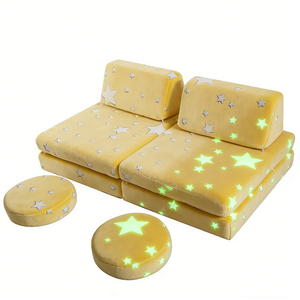 Divano Gioco per Bambini Luminoso al Buio, Poltrona Pieghevole per Bambini in Schiuma ad Alta Densità 30D, Sedia da Terra Portatile, Compressa e Confezionata Sottovuoto - Product Image 2