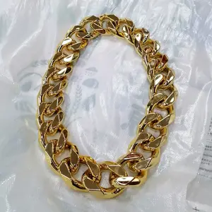 Hip Hop Gold Color Big Acrylic Chunky Chain Necklace For Men Punk Oversized Large Plastic Link Chain Men's Jewelry