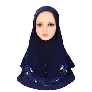 Foulard en dentelle brodée de haute qualité CCY, écharpe malaise pour femmes, hijab musulman double couche en mousseline perlée pour les tenues islamiques féminines - Product Image 2